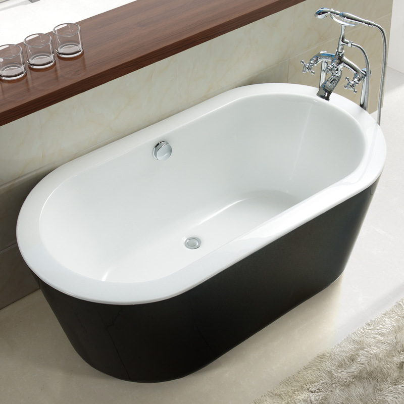 Bồn tắm nằm Acrylic hình oval màu ngọc trai ngoài đen - NH1023