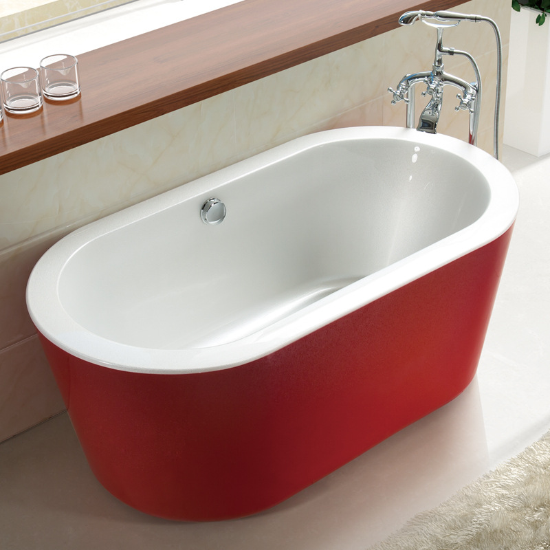 Bồn tắm nằm Acrylic hình oval màu ngọc trai đỏ pha lê - NH1021