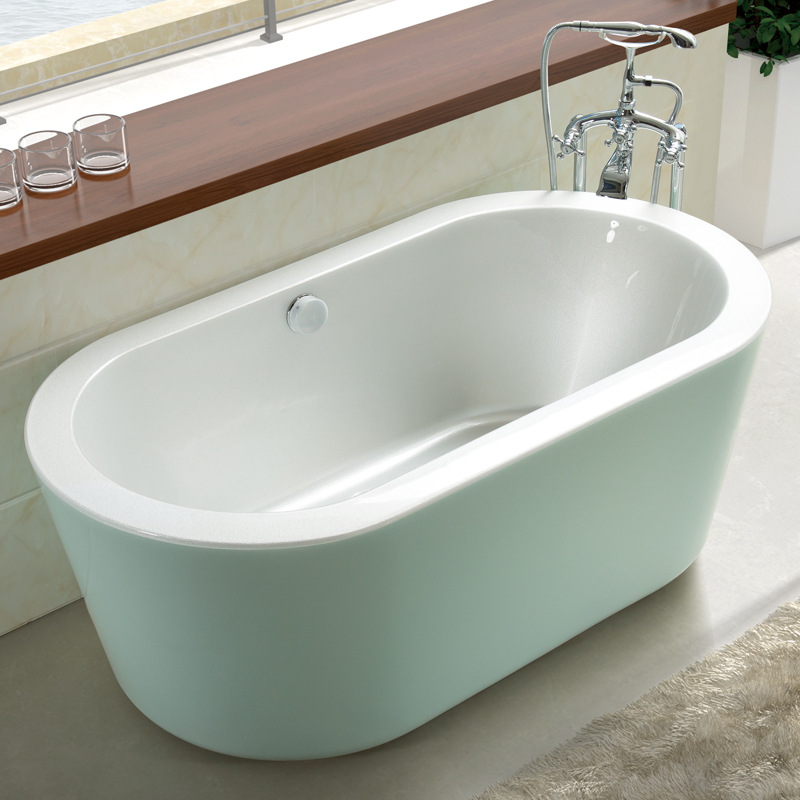 Bồn tắm nằm Acrylic hình oval màu ngọc trai xanh pha lê - NH1020